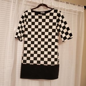 Miss Moda made in Italy black and white checkered 1960s dress